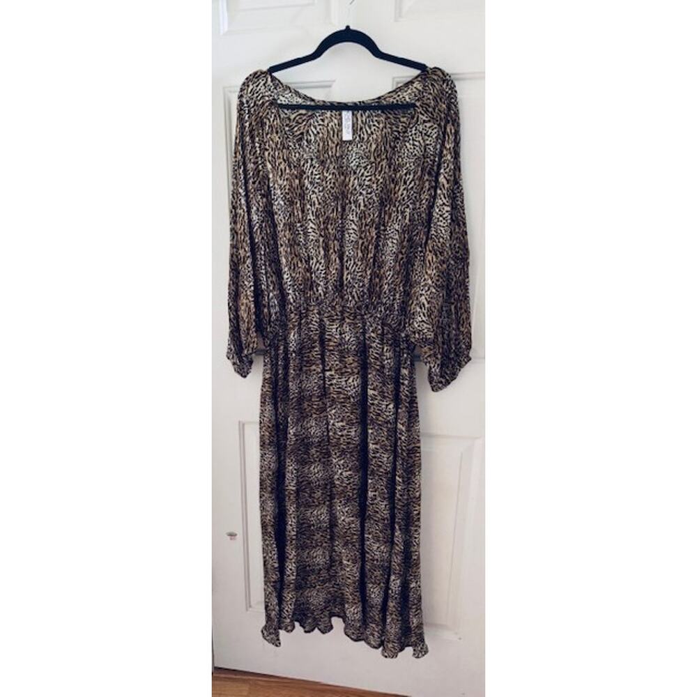 Rachel Pally White Label Blouson Midi Dress • Animal Leopard Print • Sz 1X NWOT